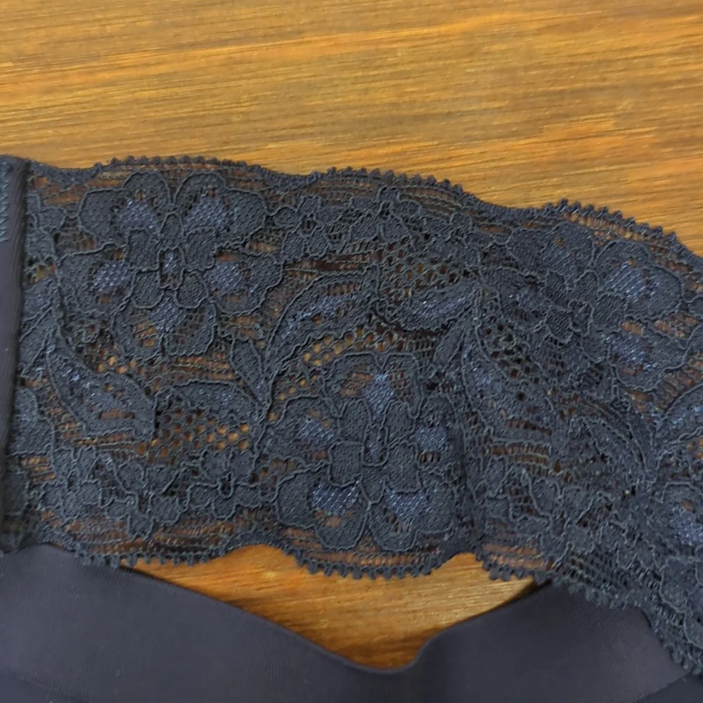 Aiden & Ava Large Silky Thong, Lace Side accent Panty Navy Blue NWT - Picture 2 of 5
